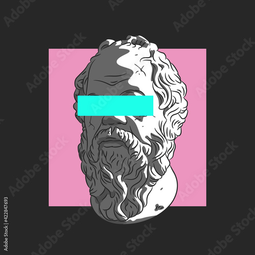 Bust of Socrates.  Ancient Greek philosopher.Abstract background