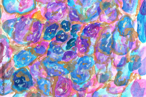 violet blue pink gold abstract texture with circles and spots