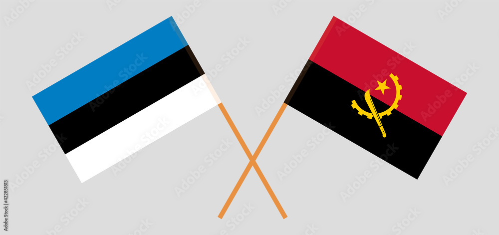 Crossed flags of Estonia and Angola. Official colors. Correct proportion Crossed flags of Estonia and Angola. Official colors. Correct proportion