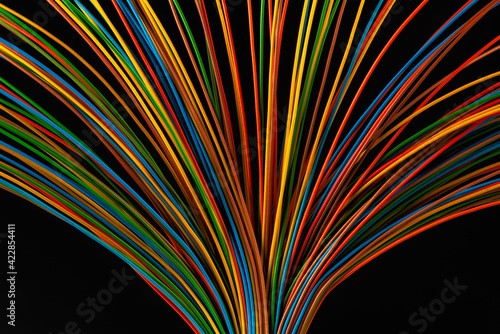 Obraz na płótnie Colored electrical cable wire on black background