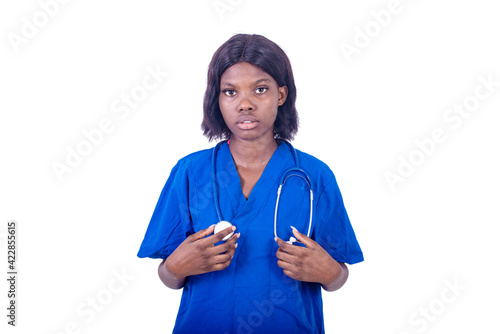 portrait of a young nurse with stethoscope photo