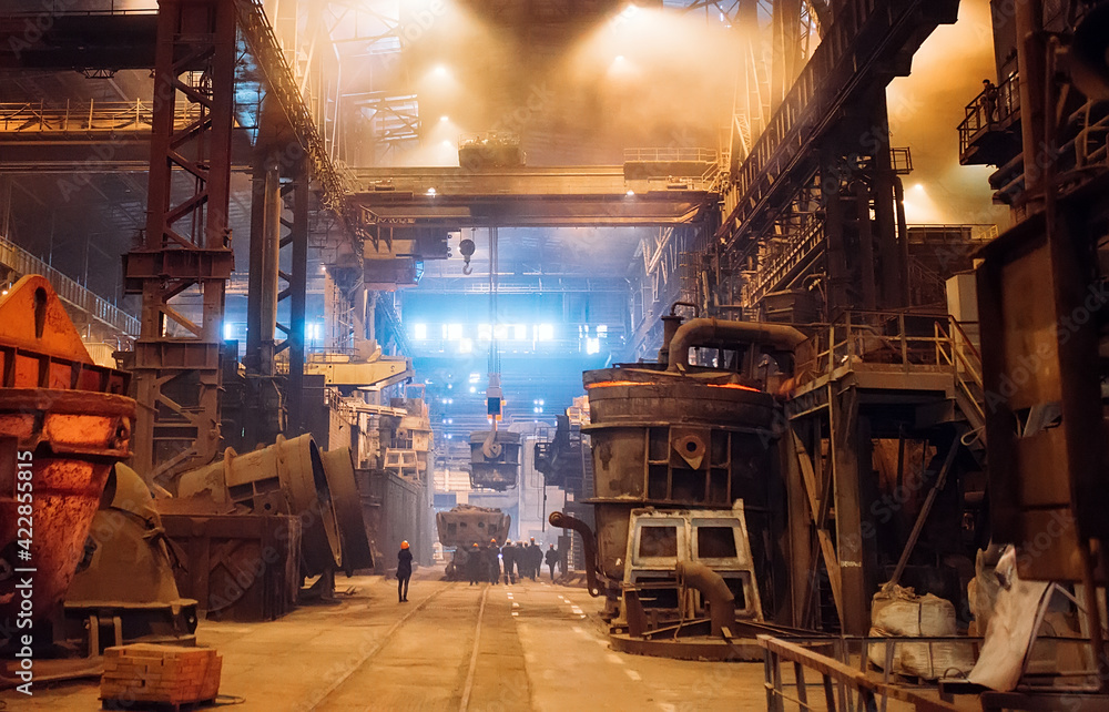 Melting of metal in a steel plant. Metallurgical industry. Melting of metal in a steel plant. Metallurgical industry.