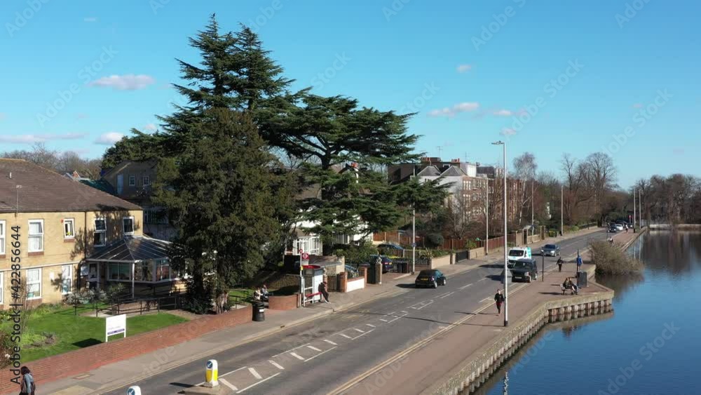 EAST LONDON BEAUTIFUL TOWN WITH A POND ELEVATION SHOT, AERIAL EAST LONDON BEAUTIFUL TOWN WITH A POND ELEVATION SHOT, AERIAL