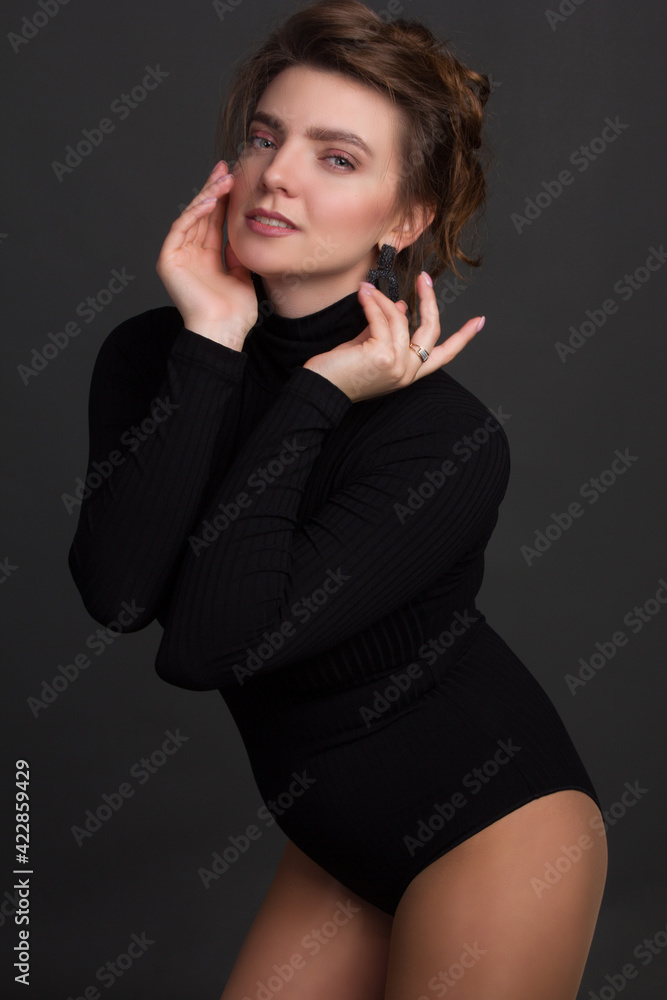 Young brunette woman, with gathered hair hairstyles Young brunette woman, with gathered hair hairstyles