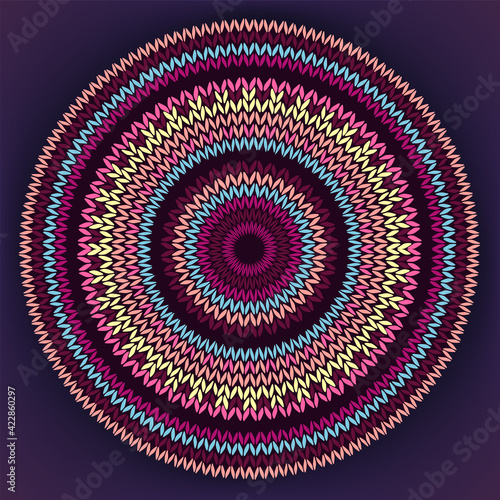 Abstract Ethnic Style Circle Simple Color Needlework Background  Ornamental Round Geometric Knitted Pattern