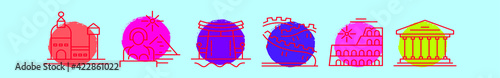 set of country landmark cartoon icon design template with various models. vector illustration isolated on blue background