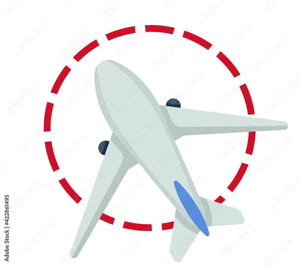 Concept art with airplane. Travel symbol in cartoon style