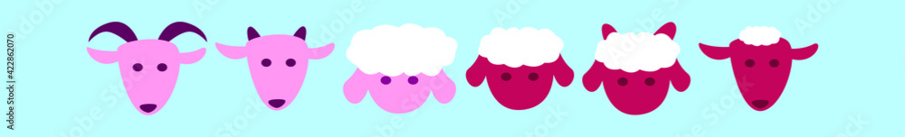 set of goat and sheep cartoon icon design template with various models. vector illustration isolated on blue background set of goat and sheep cartoon icon design template with various models. vector illustration isolated on blue background