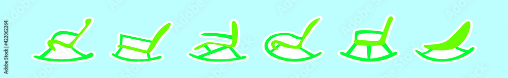 set of rocking chairs cartoon icon design template with various models. vector illustration isolated on black background set of rocking chairs cartoon icon design template with various models. vector illustration isolated on black background