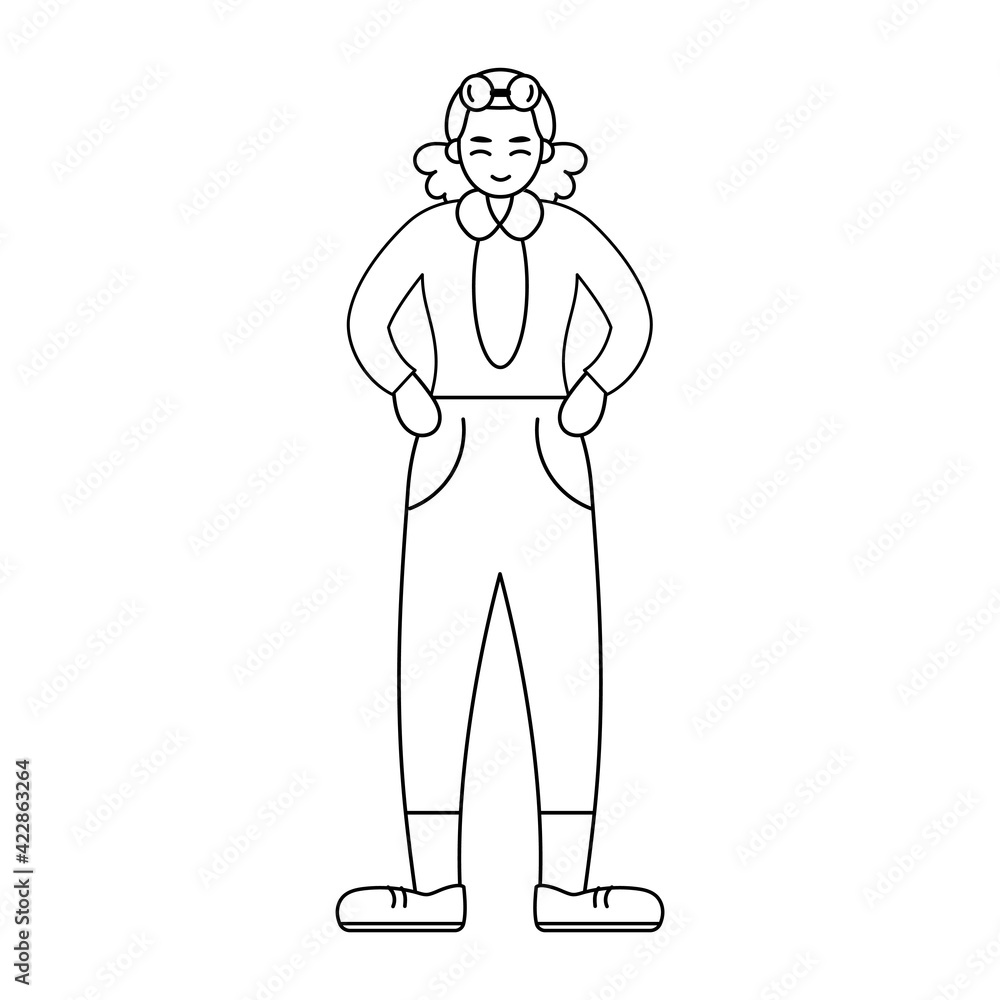 Isolated African American female pilot - Vector illustration