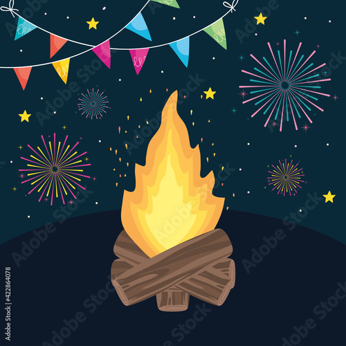bonfire and fireworks
