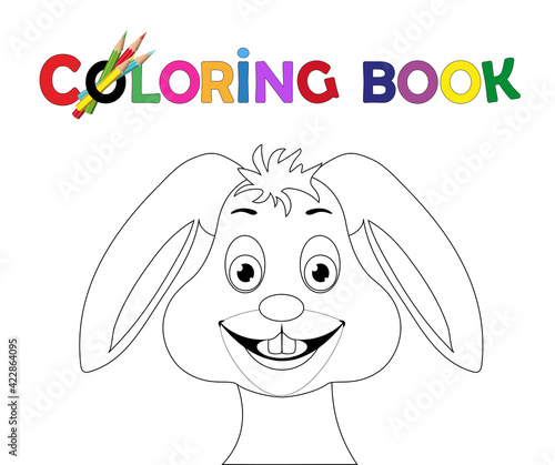 Malvorlage Widder Hase Portrait mit hängende Ohren,
Vektor Illustration isoliert auf weißem Hintergrund
