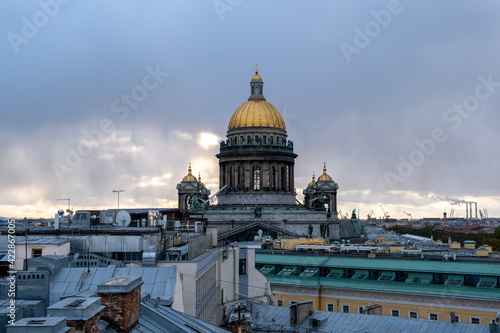 the old roof of St. Petersburg in daylight with a view of the cathedral © madnessbrains