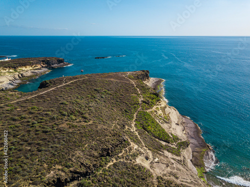 Island coast aerial shot drone  ocean  travel inspiration  dreaming on the edge in Spain