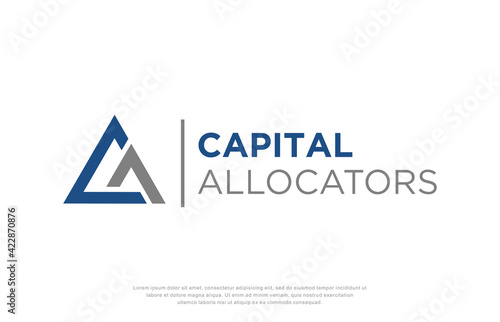 Initial monogram CA triangle shape business logo design vector template.