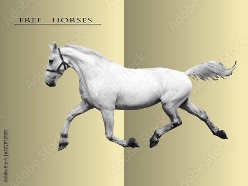 a gray trotter of the Oryol breed trots against the background of a book spread