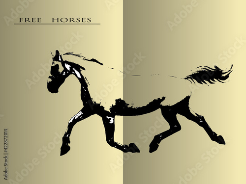 a gray trotter of the Oryol breed trots against the background of a book spread
