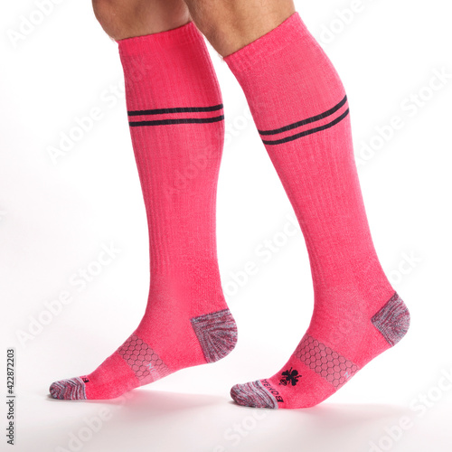 Pink Athletic Socks on a Person 