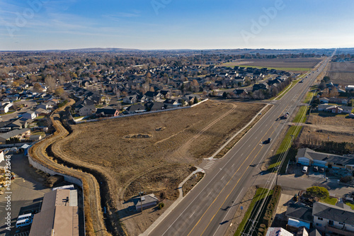 Residential Area With Empty Land Main Road in Nampa, Idaho