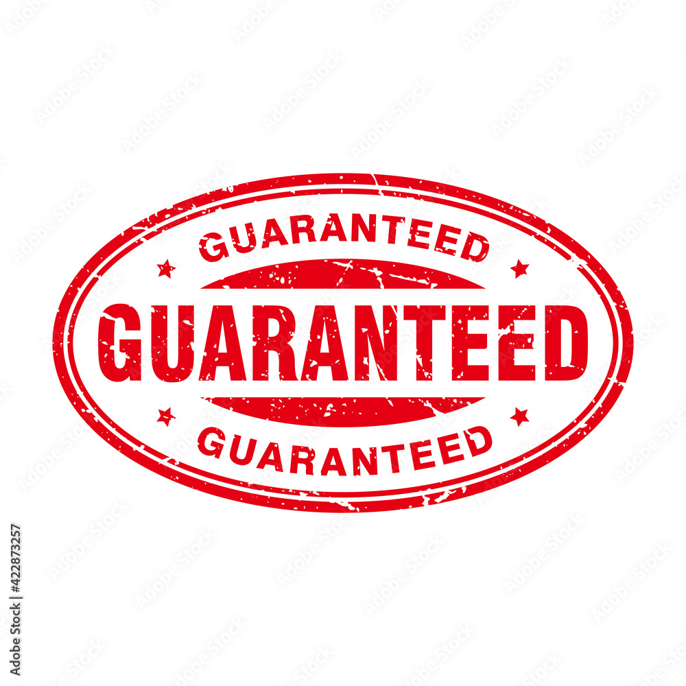 Abstract Red Grungy Guaranteed Rubber Stamp Sign with Oval Shape Illustration Vector, Guaranteed Text Seal, Mark, Label Design Template Abstract Red Grungy Guaranteed Rubber Stamp Sign with Oval Shape Illustration Vector, Guaranteed Text Seal, Mark, Label Design Template