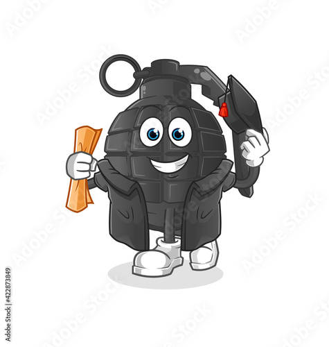 hand grenade graduation vector. cartoon character