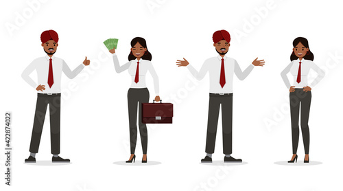 Indian business people working in office character vector design.