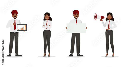 Indian business people working in office character vector design. no6