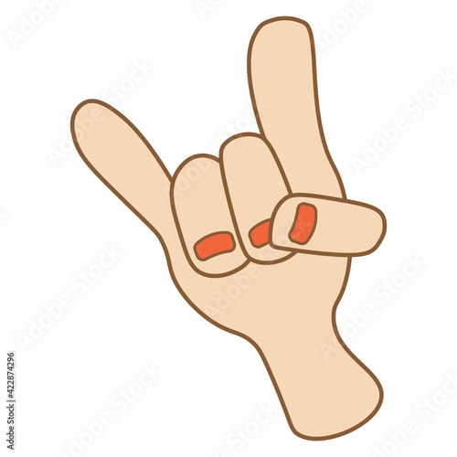 Modern positive hand gesture. Great design for any purpose. Cool sign. Isolated vector illustrations. Expressive gestures on a white background. Everything is super! Everything is fine!