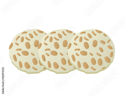 Tempe made from soybeans and cut into round shapes