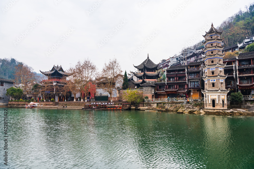 The ancient city of Phoenix in Xiangxi on a cloudy morning
