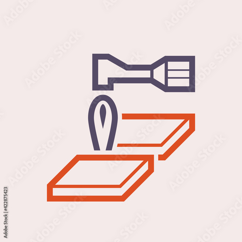 Gas torch vector icon. Welding cutting or fuel-burning equipment tool for welder use to blowing fire flame of oxygen, acetylene and propane for industry, metal steel work, metallurgy and construction.