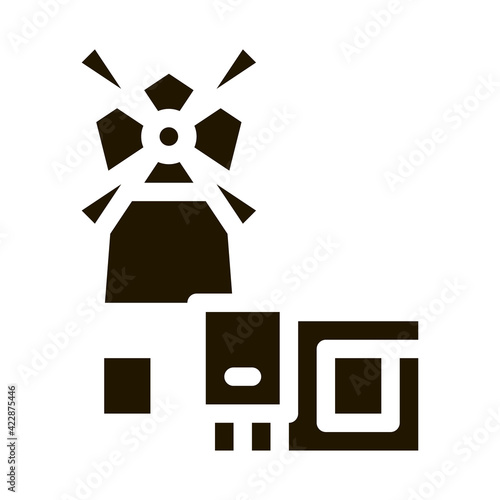 windy french mills icon Vector Glyph Illustration