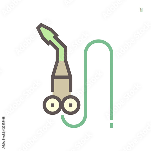 Gas torch vector icon. Welding cutting or fuel-burning equipment tool for welder to blowing fire flame of oxygen, acetylene, propane for industry, metal steel work, metallurgy, construction. 64x64 px.