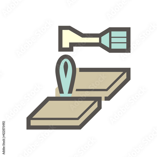 Gas torch vector icon. Welding cutting or fuel-burning equipment tool for welder use to blowing fire flame of oxygen, acetylene and propane for industry, metal steel work, metallurgy and construction.