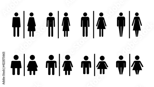 Toilet icon set. restrooms icon vector. bathroom sign. wc, lavatory