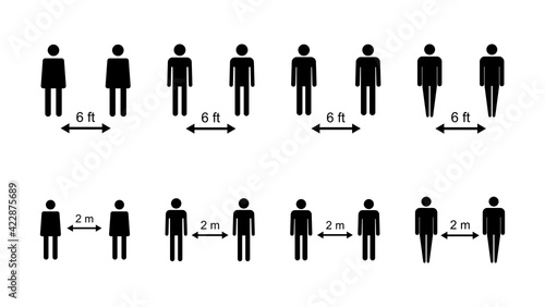 Social distance icon set. social distancing icon. self quarantine sign