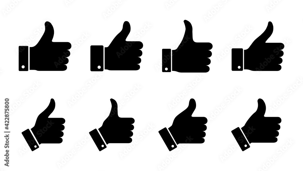 Obraz premium Thumbs up icon set. Hand like. Like icon vector.