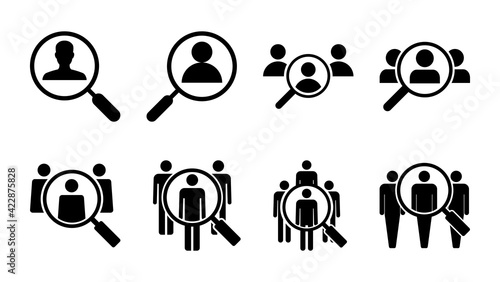Hiring icon set. Search job vacancy icon. Human resources concept. Recruitment