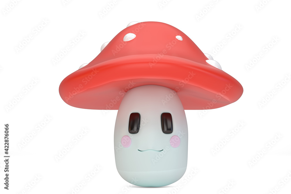Cartoon mushroom Isolated On White Background, 3D rendering. 3D illustration. Cartoon mushroom Isolated On White Background, 3D rendering. 3D illustration.