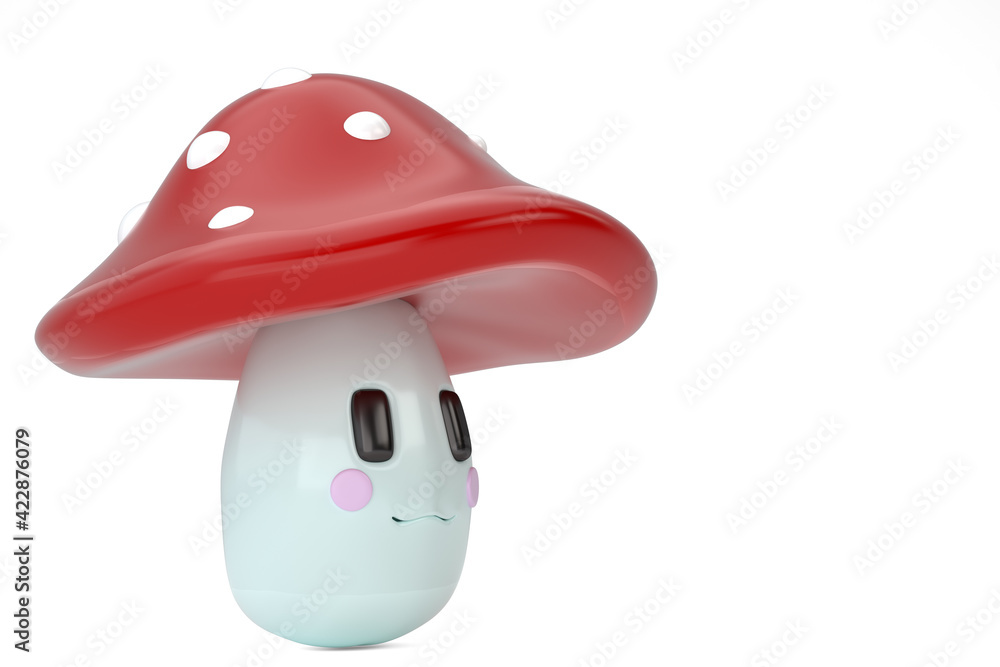 Cartoon mushroom Isolated On White Background, 3D rendering. 3D illustration. Cartoon mushroom Isolated On White Background, 3D rendering. 3D illustration.