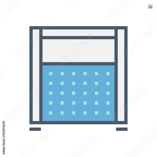 Portable partition screen vector icon for assembly as cubicle modern corporate office furniture for business. Private workspace, workplace or workstation for place desk, chair and computer. 64x64 px.