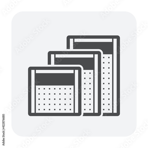 Portable partition screen vector icon. For assembly as cubicle or modern corporate office furniture for business. That private workspace, workplace or workstation for place desk, chair and computer.