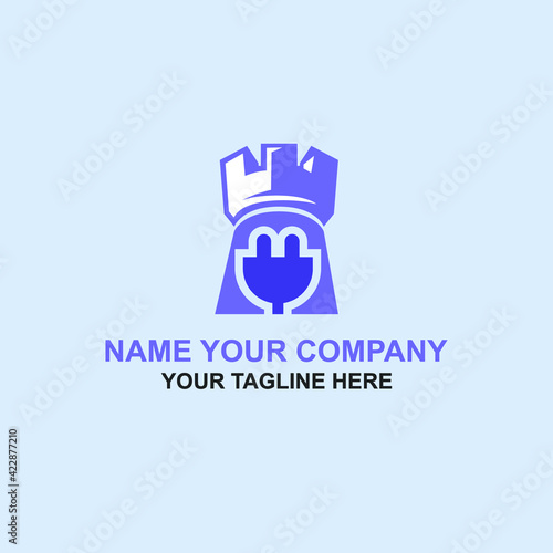 Rock castle logo with electric plug logo