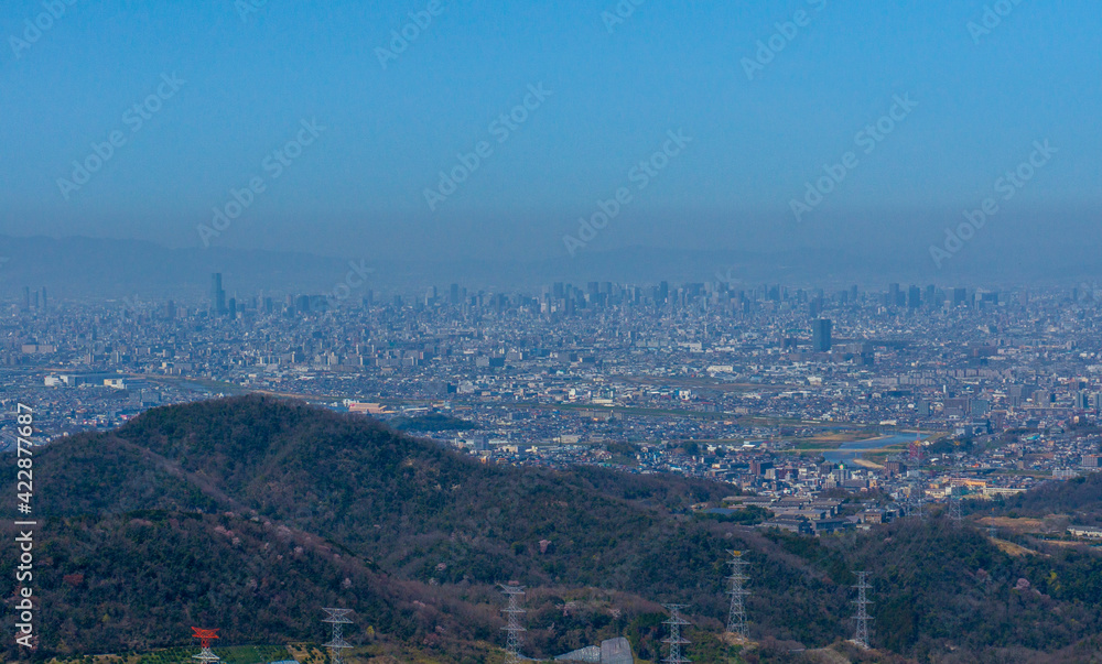 二上山からの大阪市街眺望
