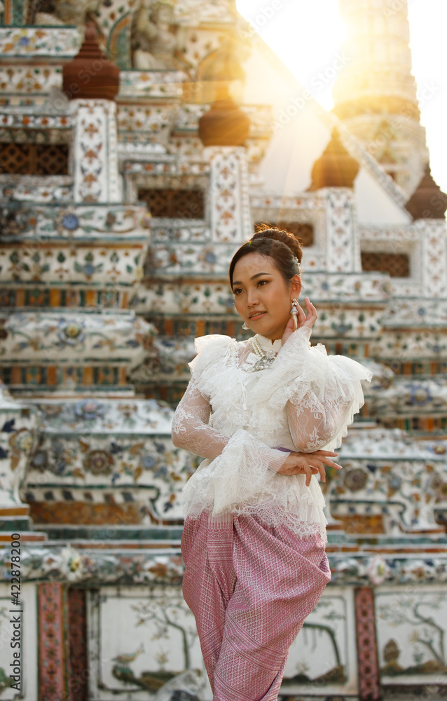Woman in Thai Traditional Costume which is very Elite old Fashion