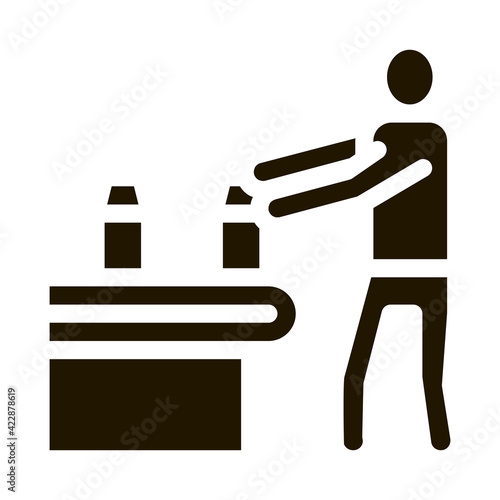 farm milk convector worker icon Vector Glyph Illustration