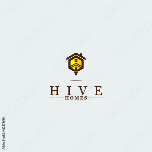 hive bee home key logo icon