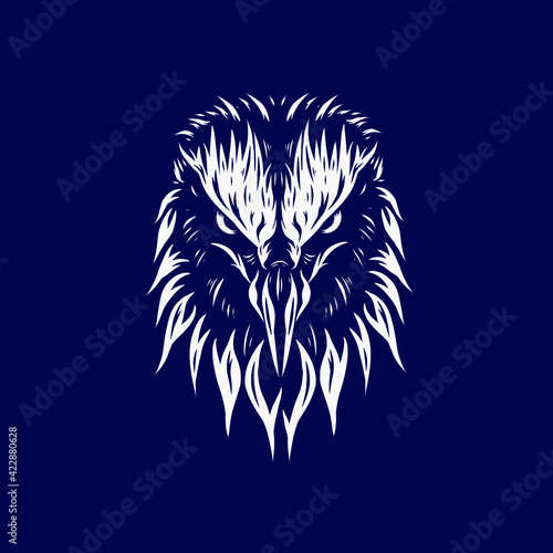 Eagle hawk vector silhouette line pop art potrait logo colorful design with dark background. Abstract vector illustration. 