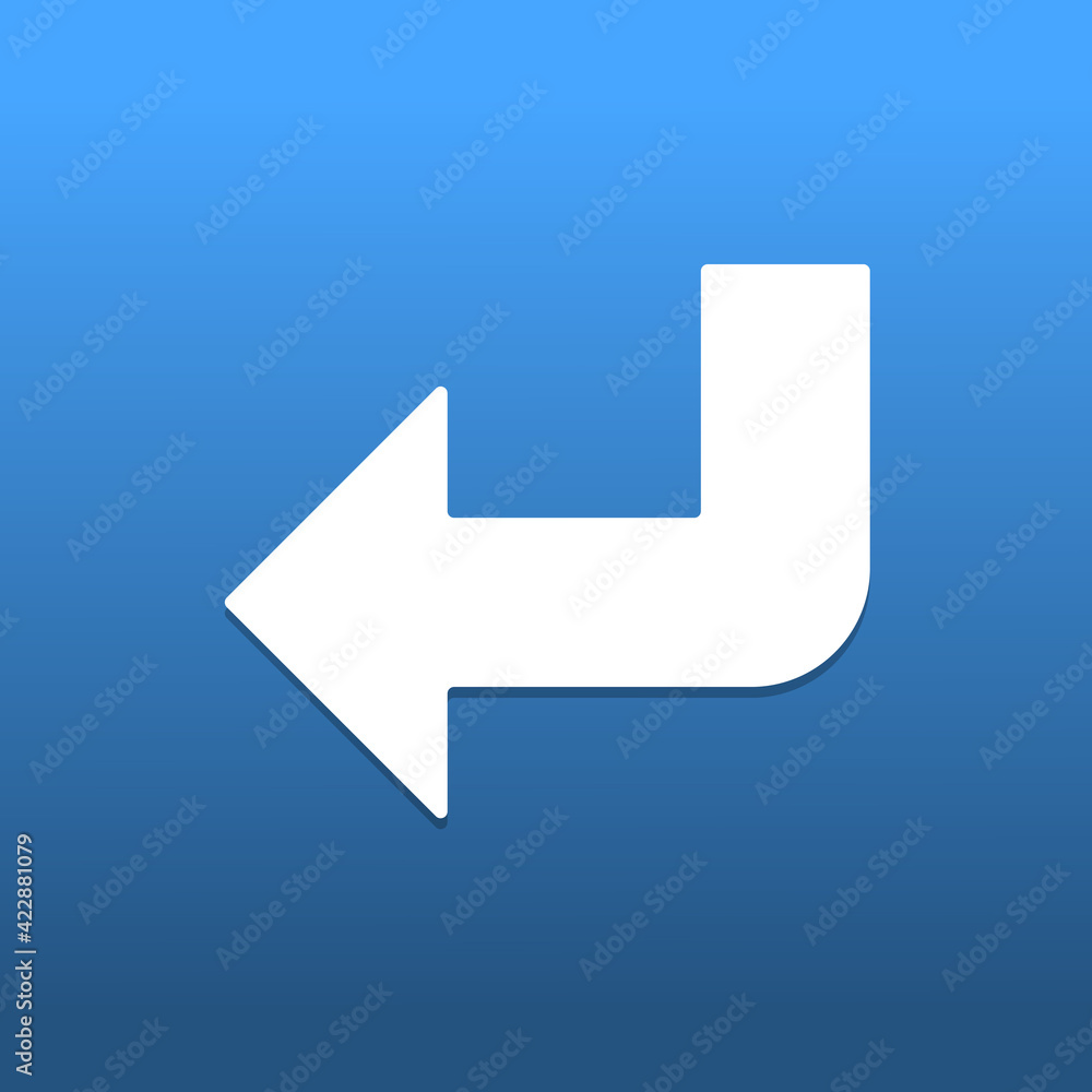 Icono de flecha curveada sobre fondo azul Icono de flecha curveada sobre fondo azul