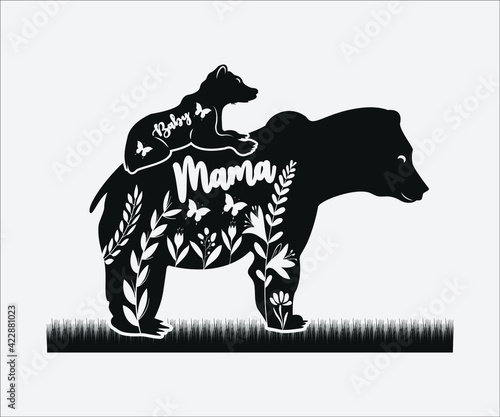 Mama Bear Printable Vector Illustration  Mama Bear clipart  Silhouette